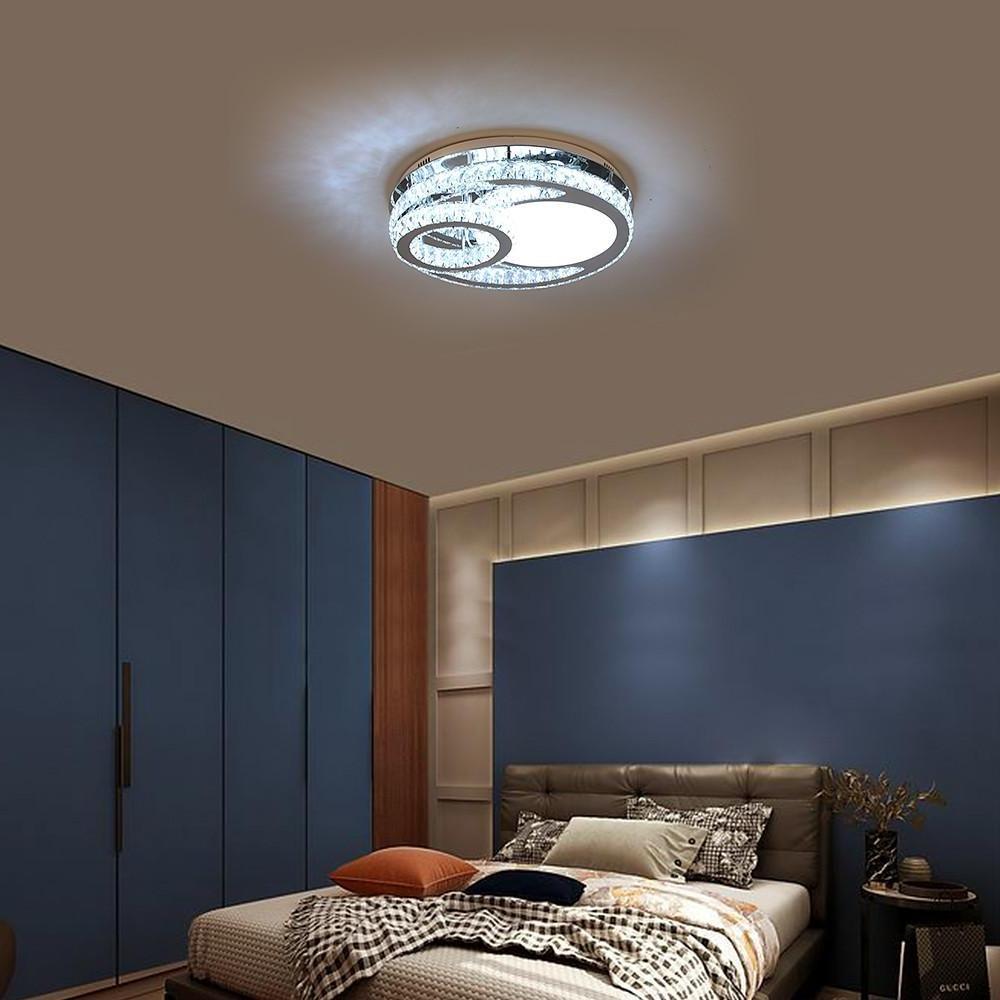 Overlapping Circles Crystal Stainless Steel Flush Mount LED Lights Bedroom Ceiling Lights