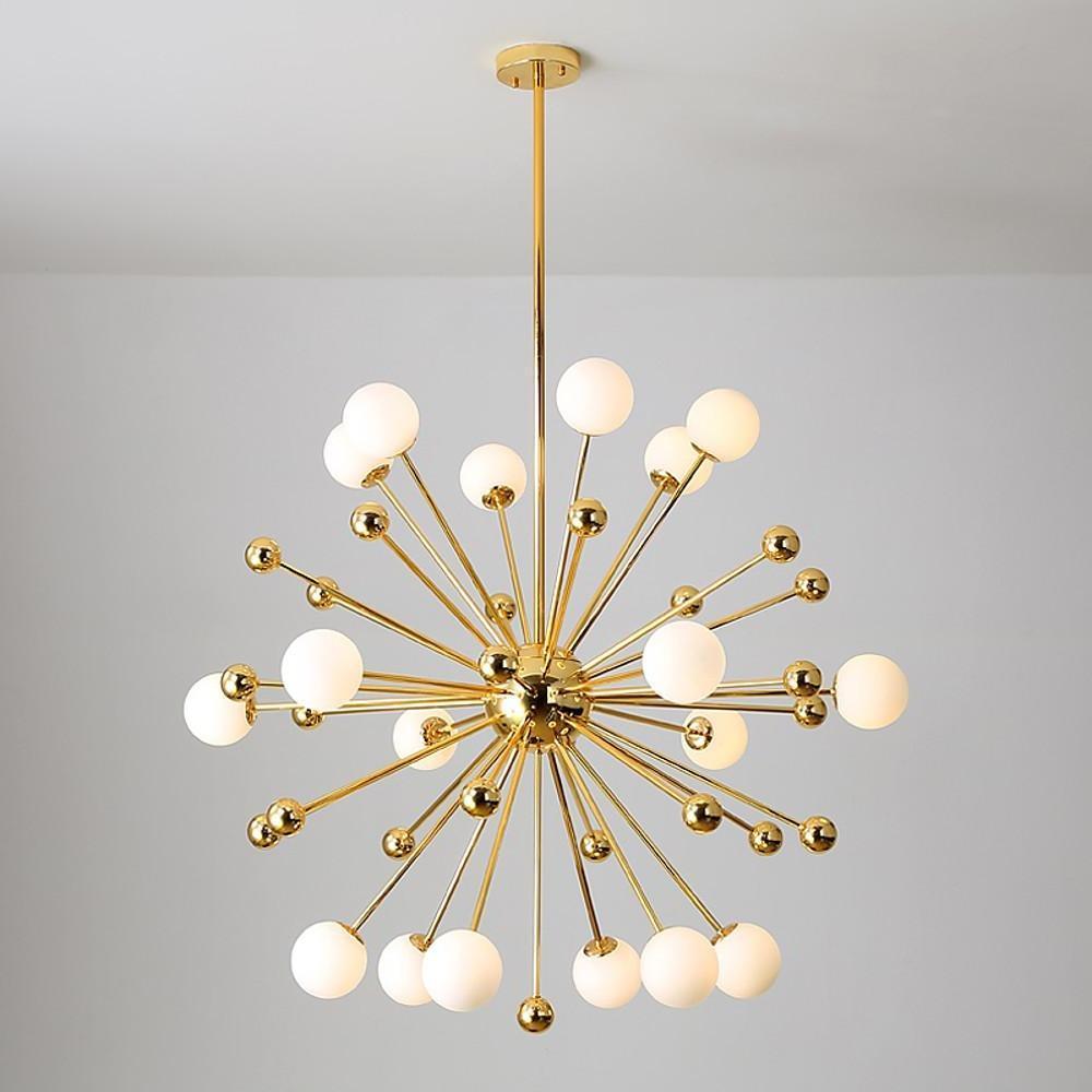 Nordic Globe Sputnik Chandelier Modern Gold Living Room Chandelier 18 Bulbs