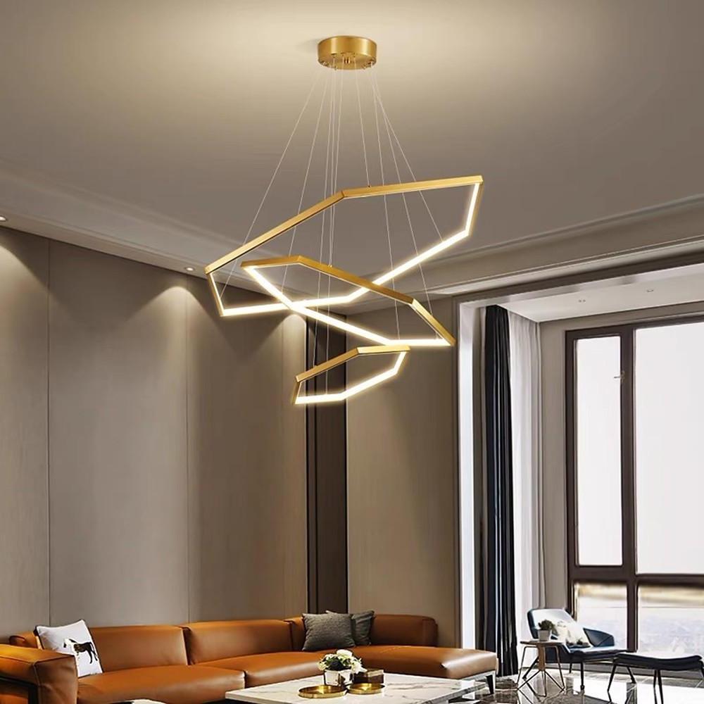 Geometric Ring Electroplated Stainless Steel LED Modern Chandelier Pendant Light