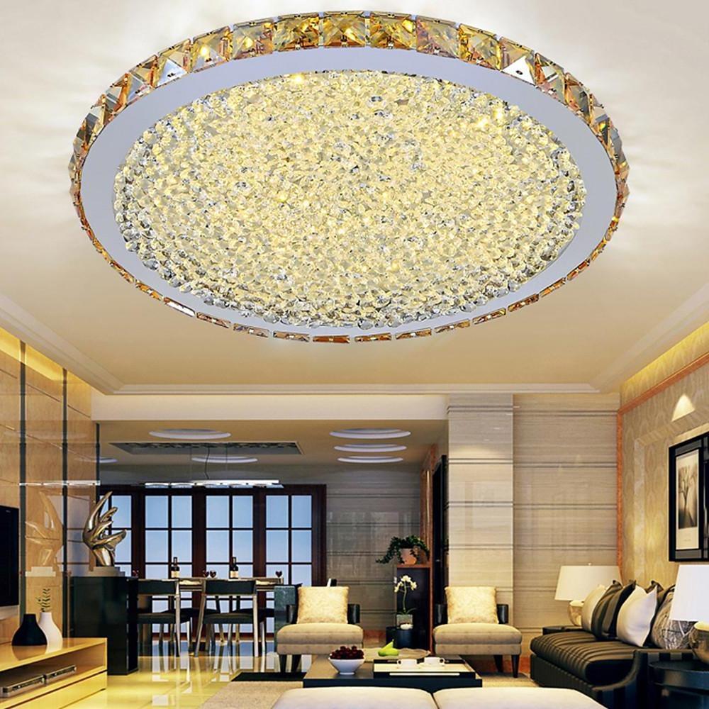 16'' Rounded Antique Painted Metal Crystal LED Modern Ceiling Lights