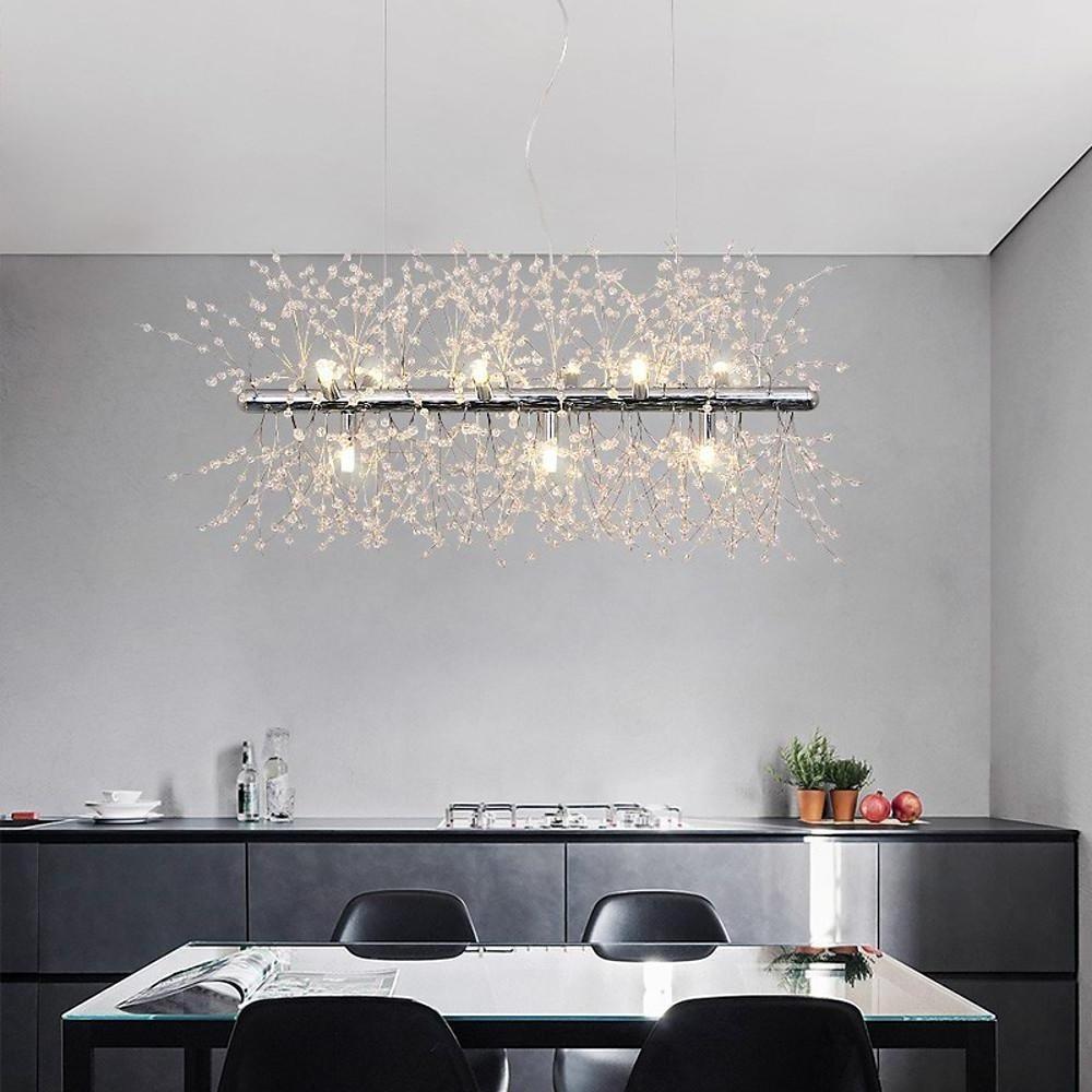 Luxury Modern LED Pendant Light with Electroplated Metal & Crystal Design E26/E27 Compatible