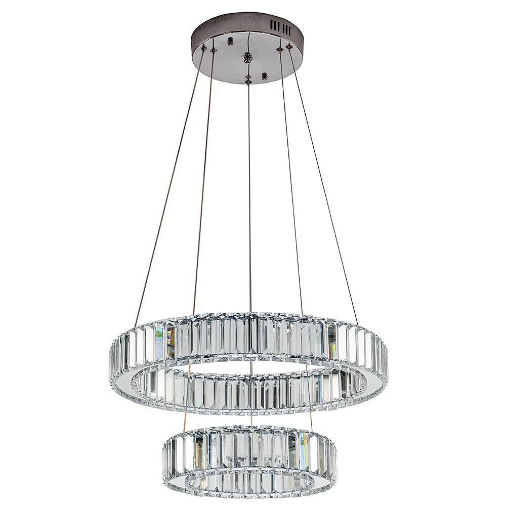 2-ring Regular Shape Steel Crystal LED Chandelier