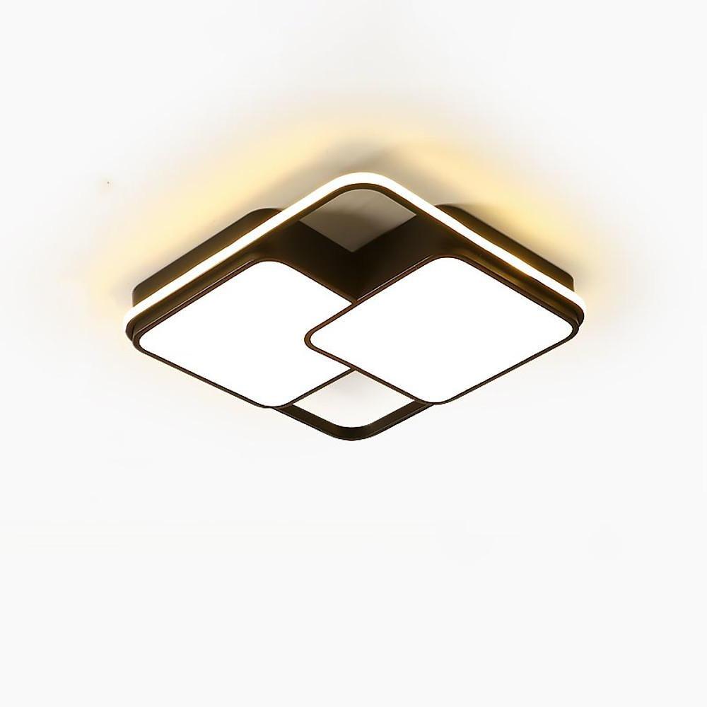 3 Square Dimmable LED Black Modern Ceiling Light Flush Mount Lighting