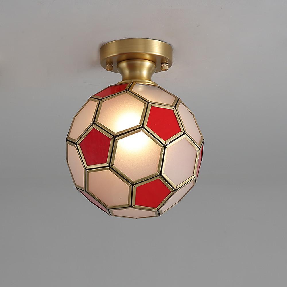 Football Electroplated Copper Glass LED Modern Ceiling Lights Flush Mount Lighting