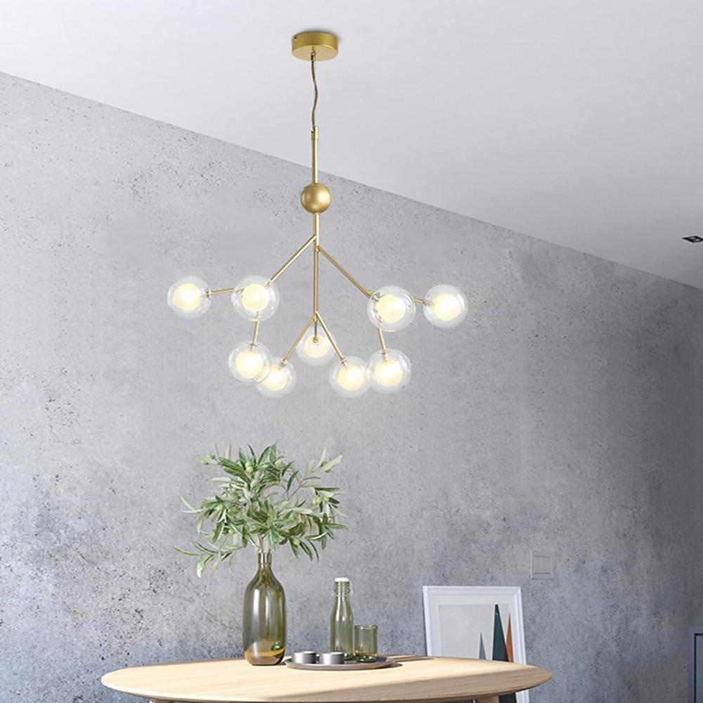 Nordic Style Sputnik Cluster Design Chandeliers Metal Kitchen Lighting Dining Room Lighting Ceiling Light 9 Bulbs