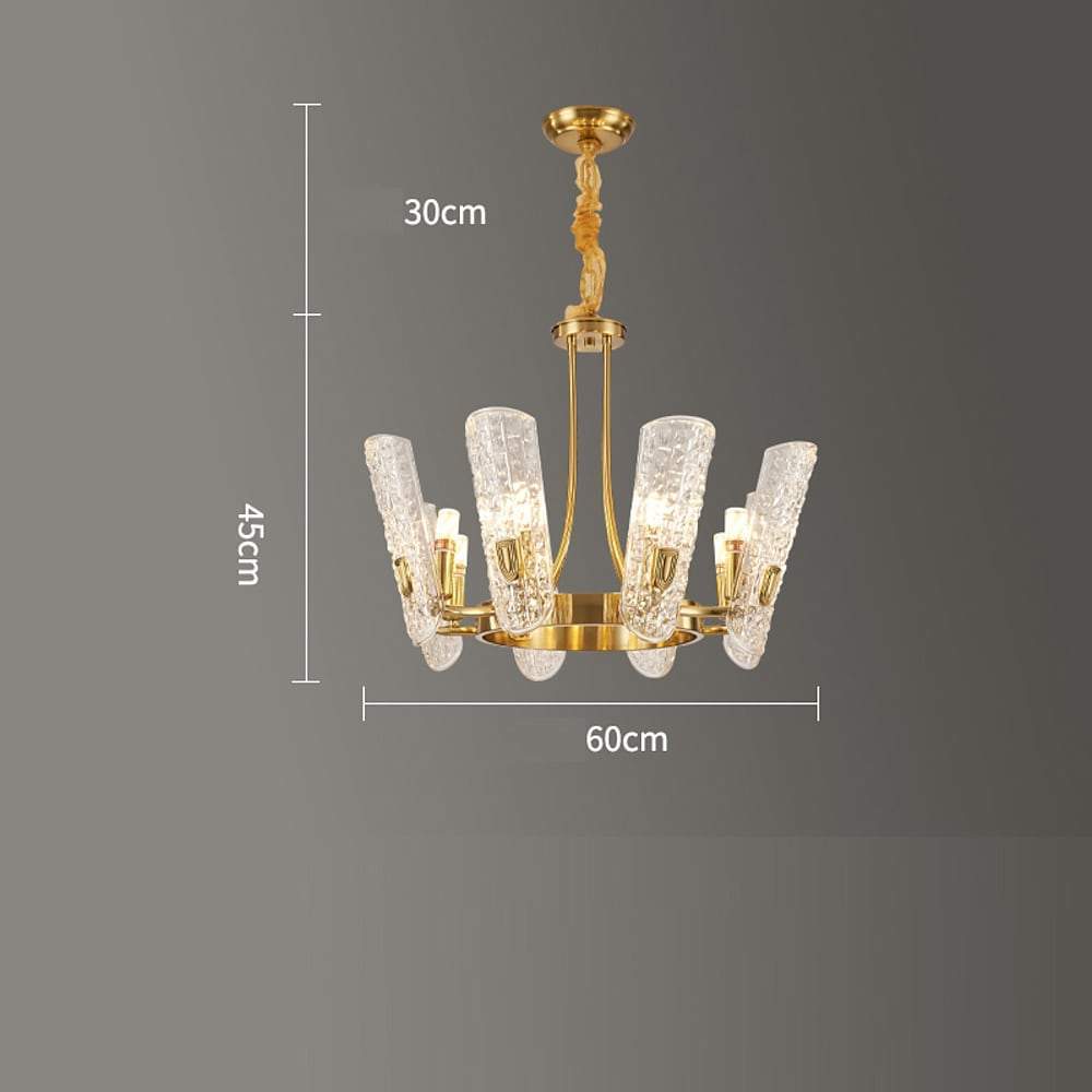 8-light LED Electroplated Metal Glass Gold Classic Chandelier Pendant Lighting