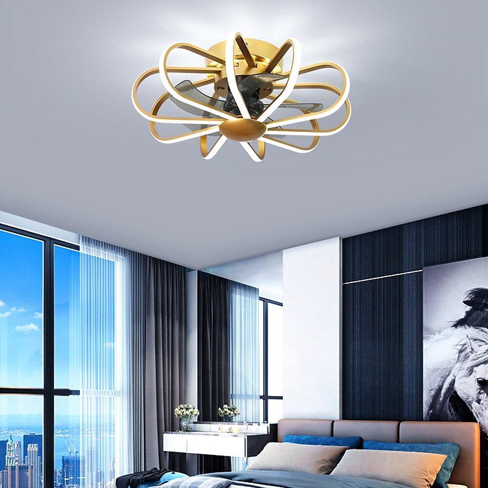 5 Blade Modern Ceiling Fans With Surrounding Exterior LED Lights