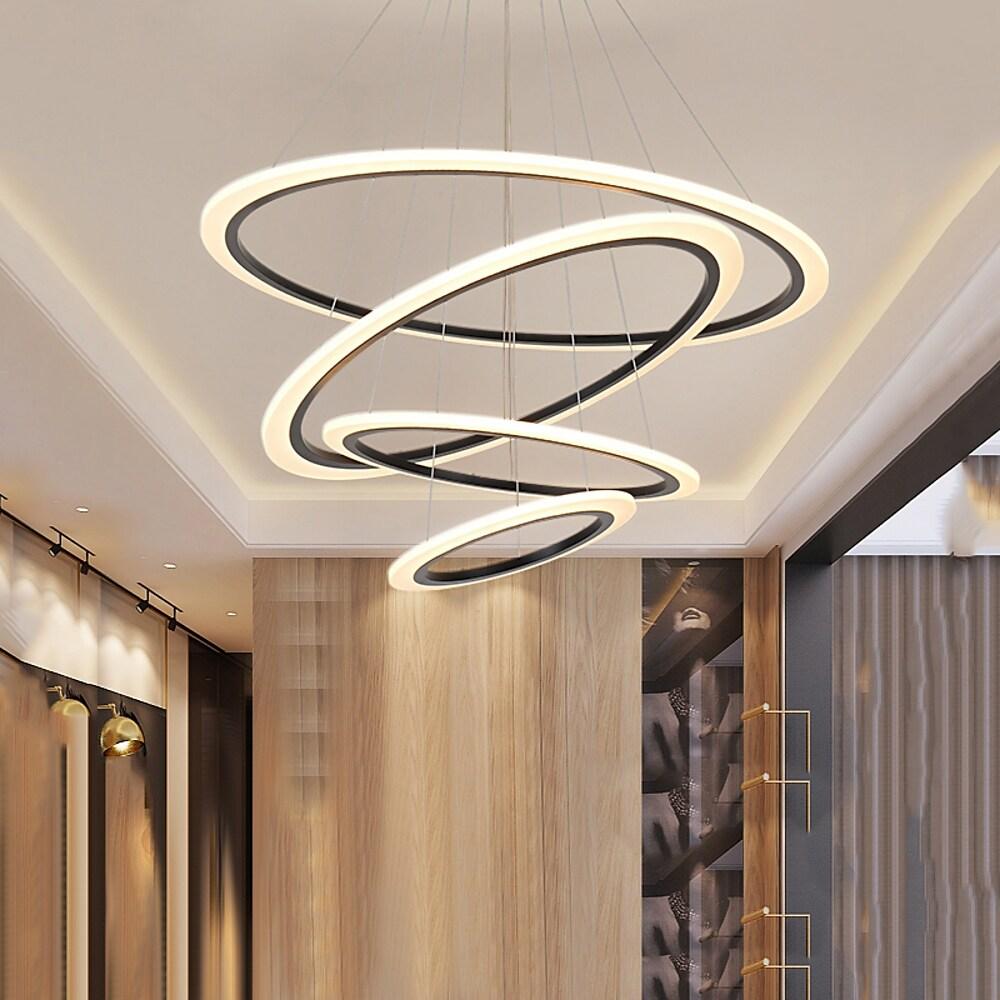 4-ring Geometric LED Modern Chandelier Pendant Light Hanging Lamp Island Lights