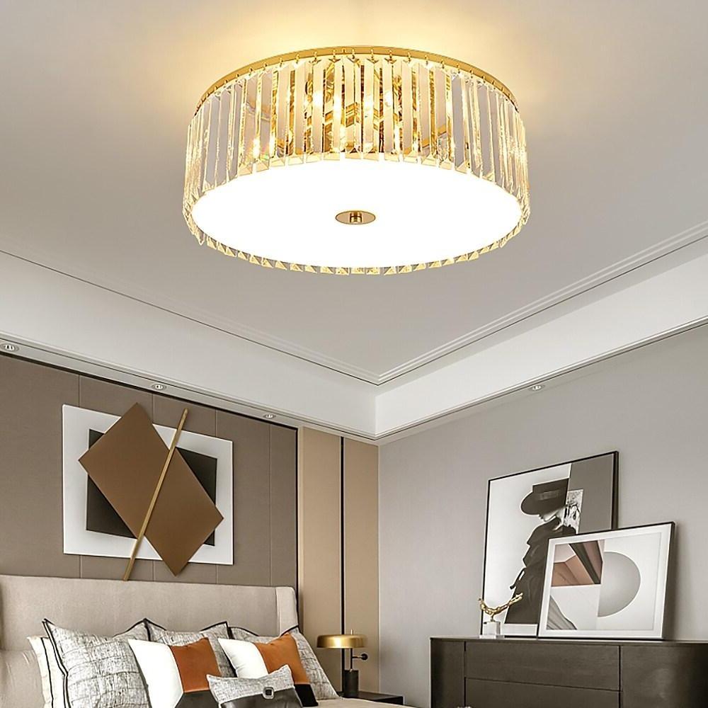 Candelabra Flush Mount Ceiling Light Metal Crystal Unique LED Light