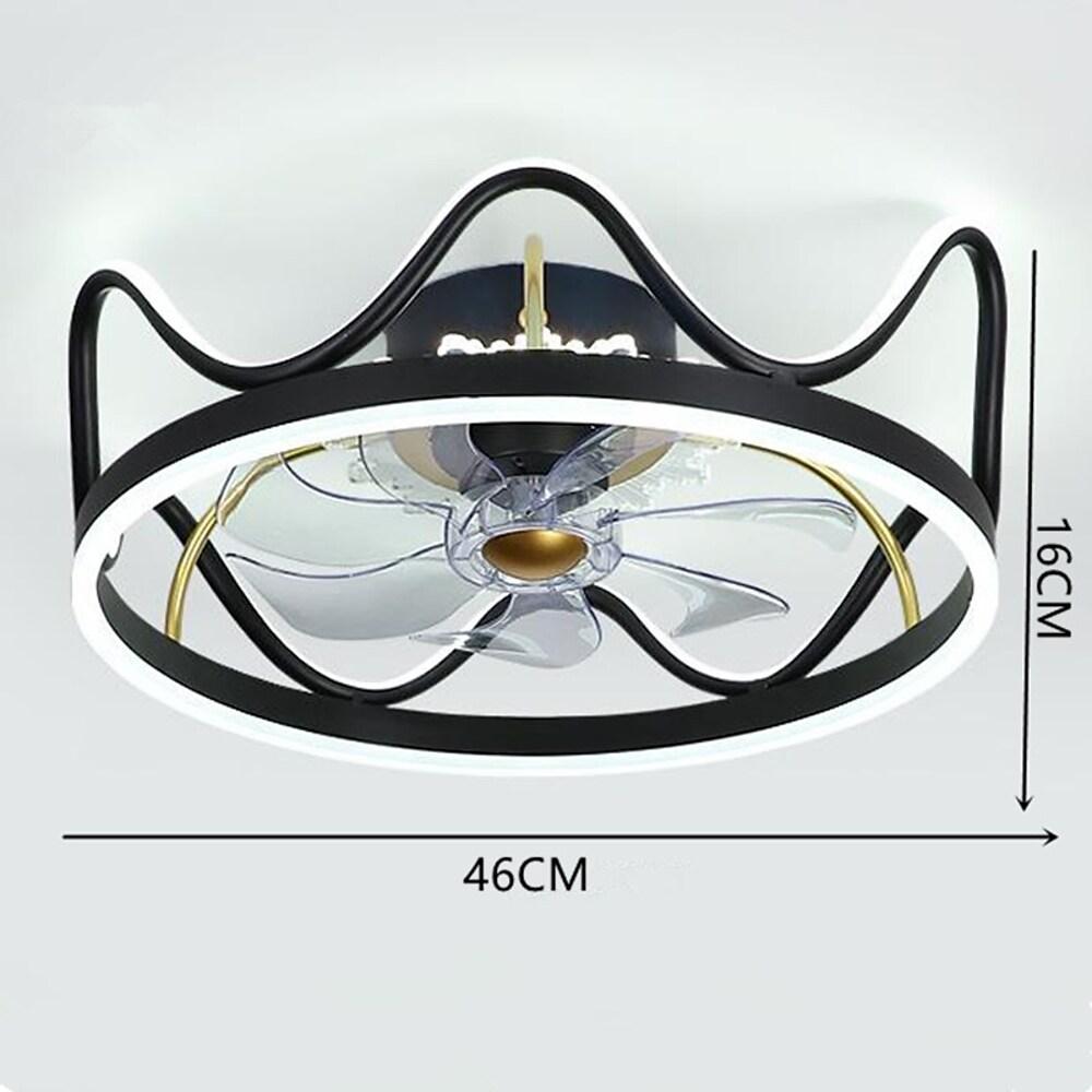 Crown Shapes Gold Black Ceiling Fan with Light