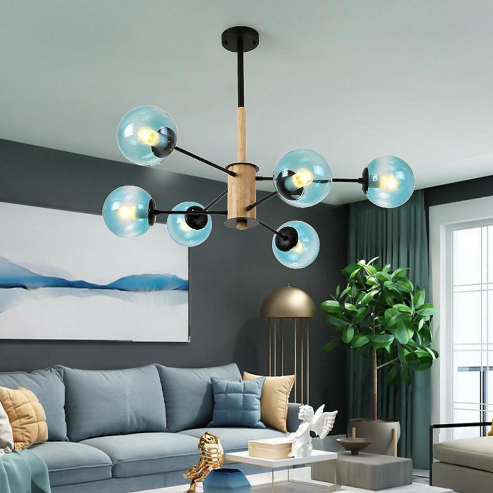 Mini Style 6 Lights Glass LED Modern Sputnik Chandelier Pendant Light