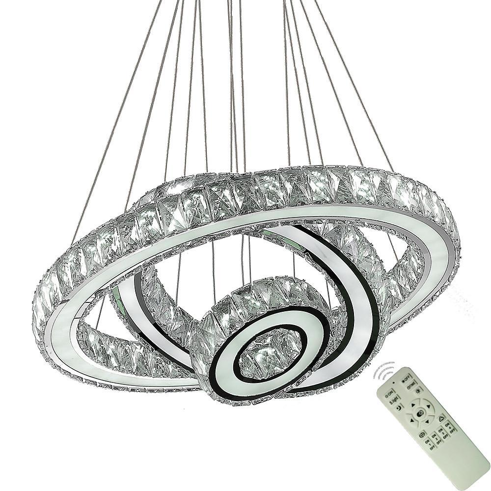 Contemporary 3 Ring Pendant Electroplated Crystal Chandeliers