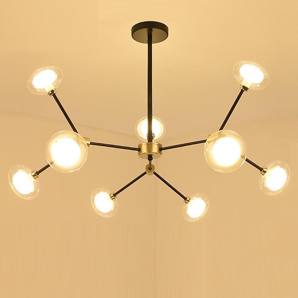 9-light Glass LED Nordic Sputnik Chandeliers Hanging Ceiling Lights