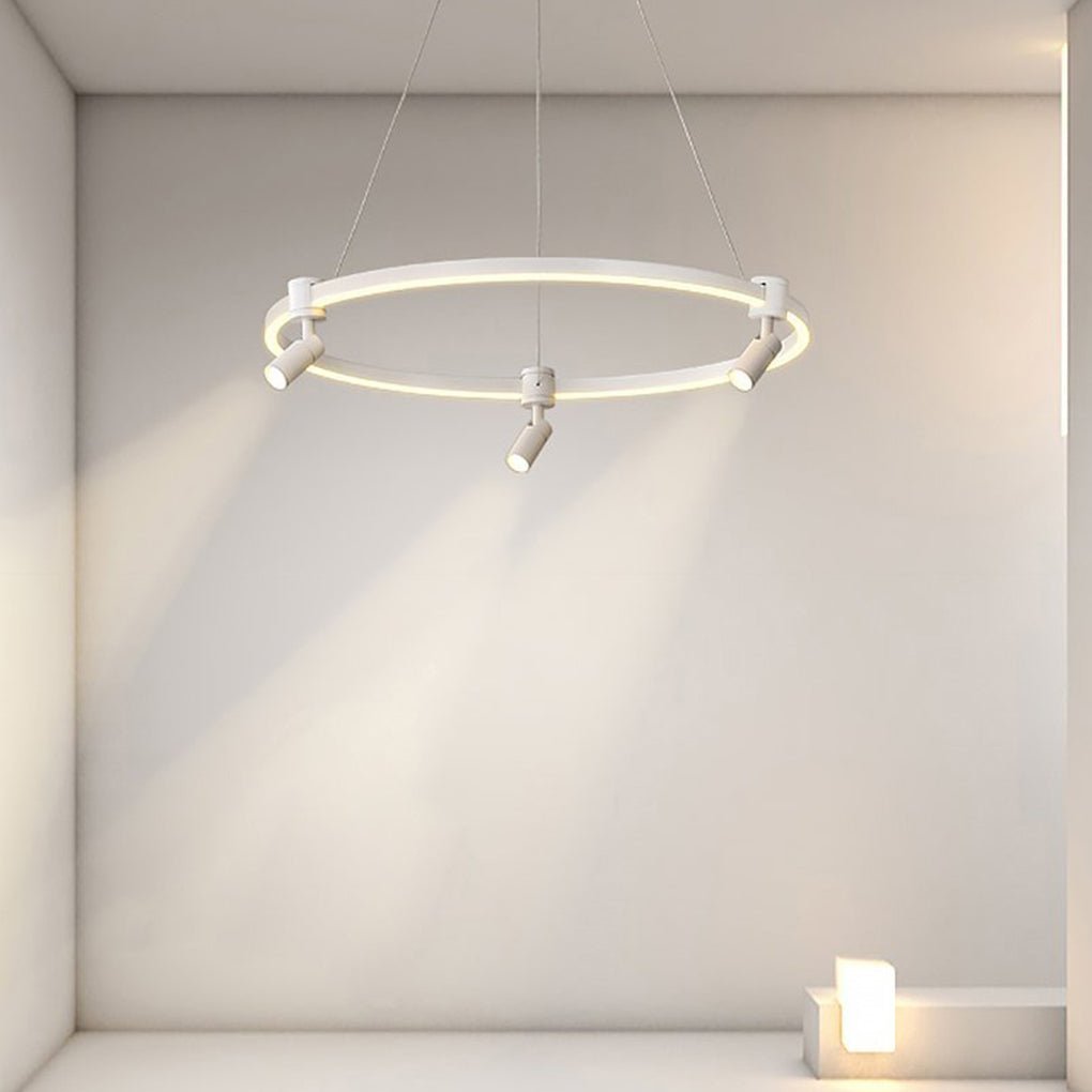 Heads Spotlight Circle Linear LED Chandelier Ceiling Lights with Remote Control