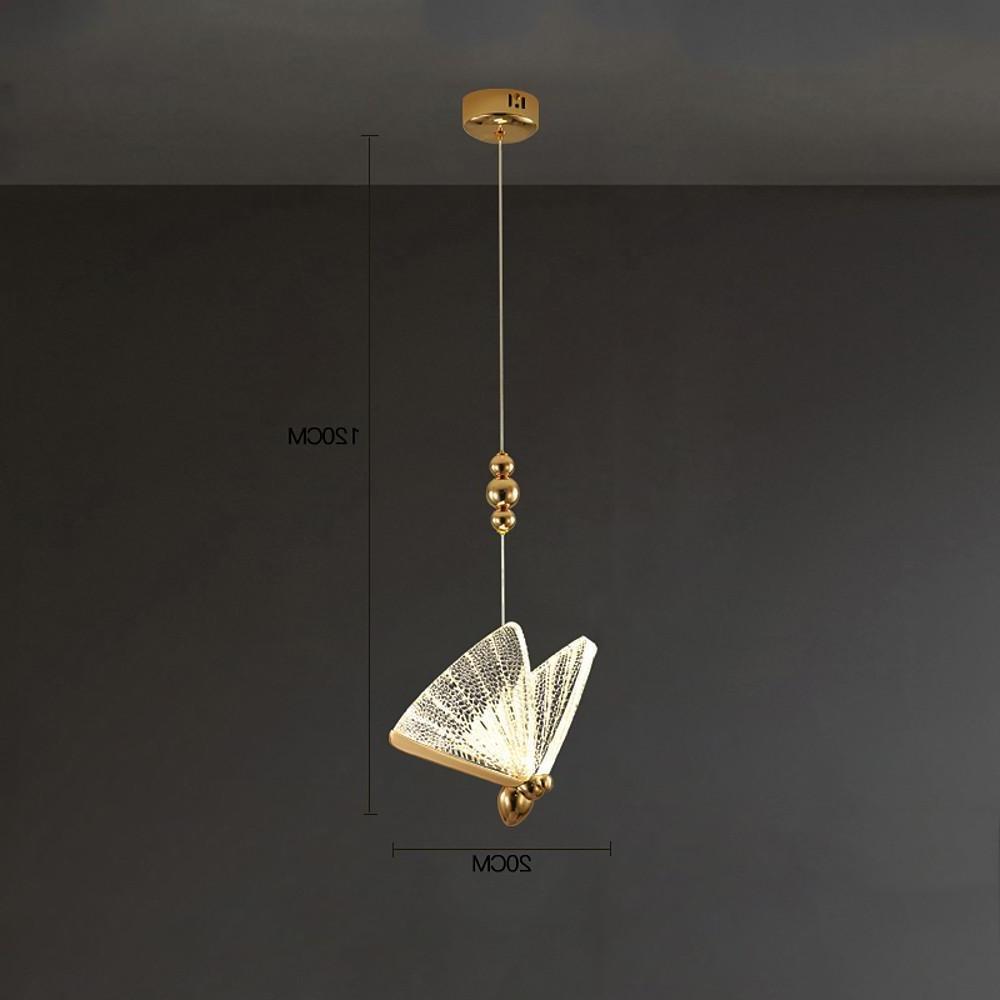 Butterfly Shaped Coastal Pendant Lights Metal Acrylic Bedroom Ceiling Lights