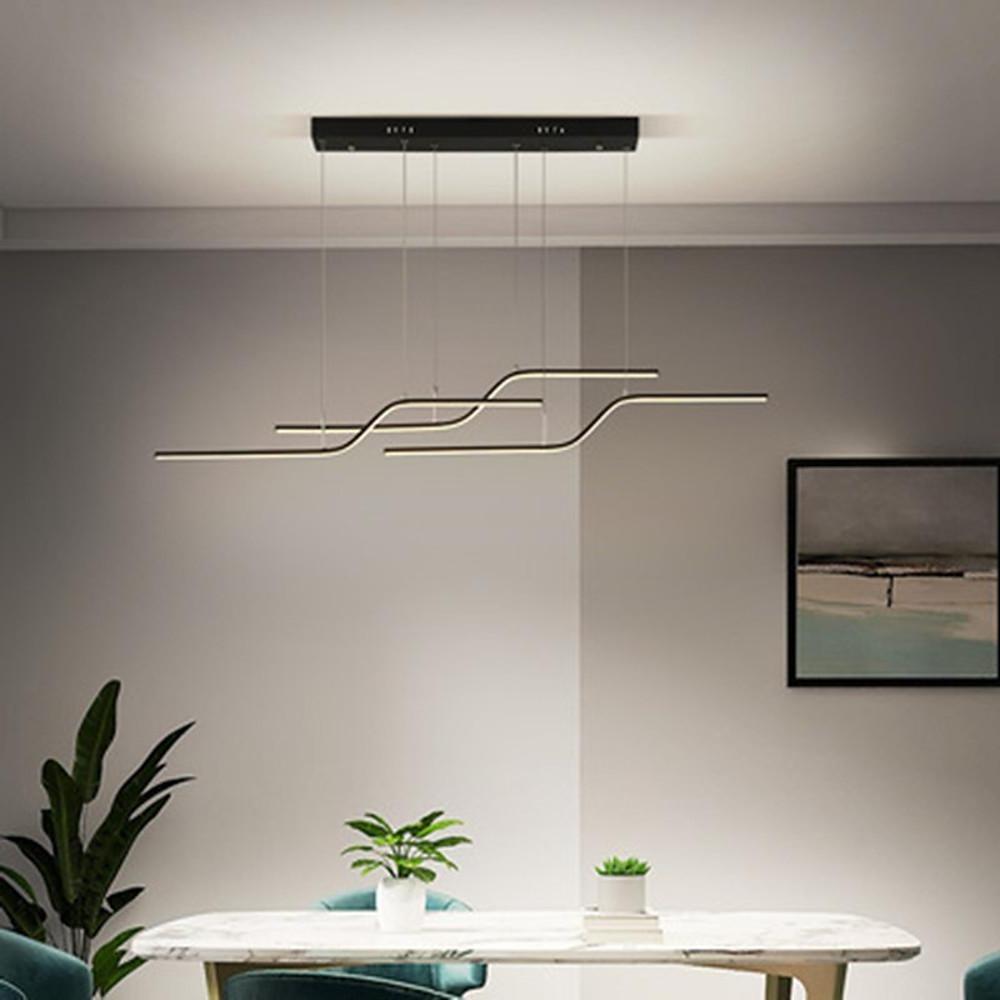 Linear Curved Minimalist Modern Chandeliers Dining Room Lighting Ceiling Light