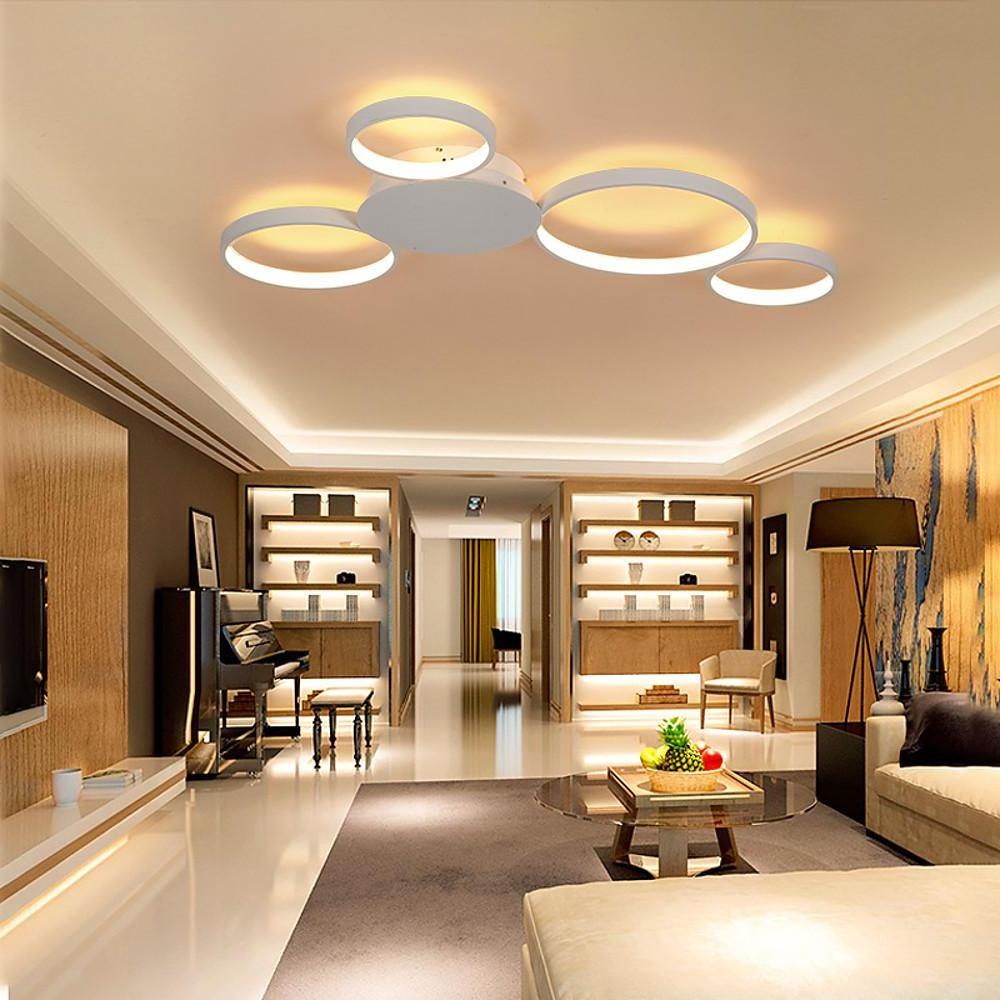 4 Circle Modern Silica Gel LED Flush Mount Ceiling Light for Living Room