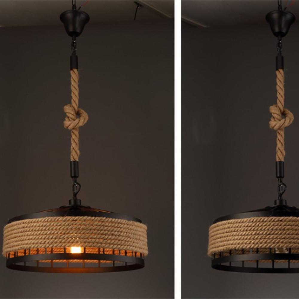 Circular Rope Wrapped Country Chandelier Hanging Lamp Pendant Light Island Lights