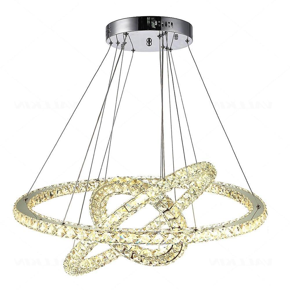 LED 3 Rings Gold Crystal Chandeliers Modern Concentric Circles Chandeliers