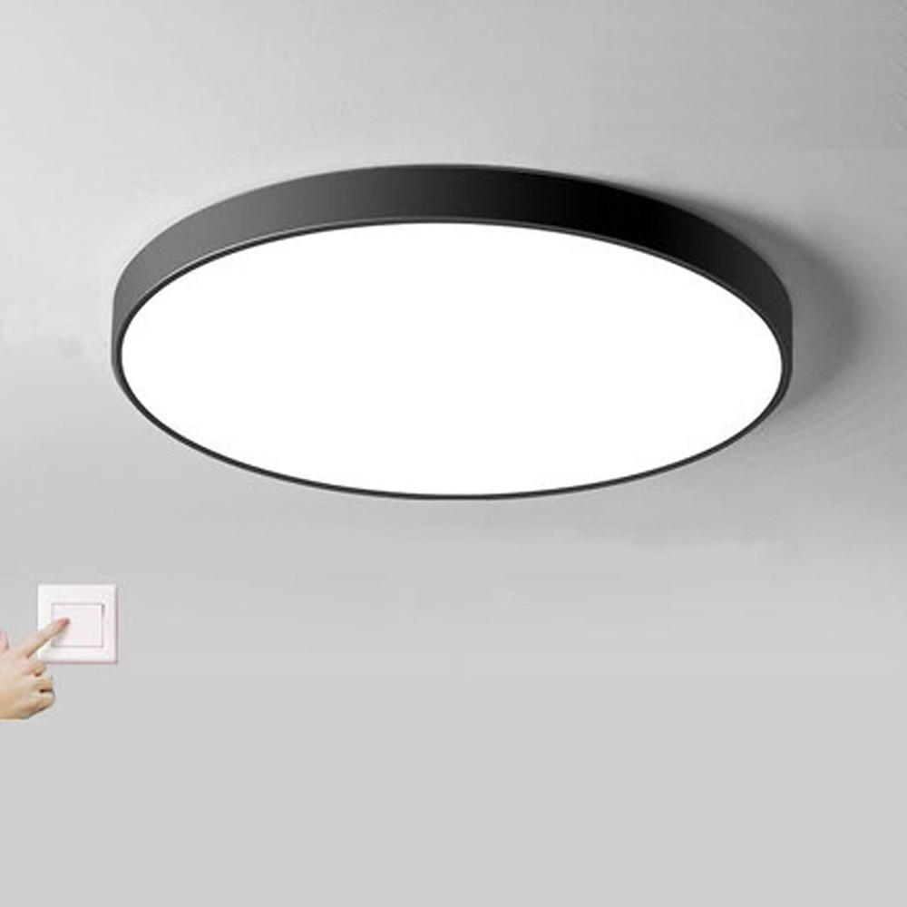 Modern Painted Plastic Matte Black Flush Mount Light with Integrated Dimmable LED Light