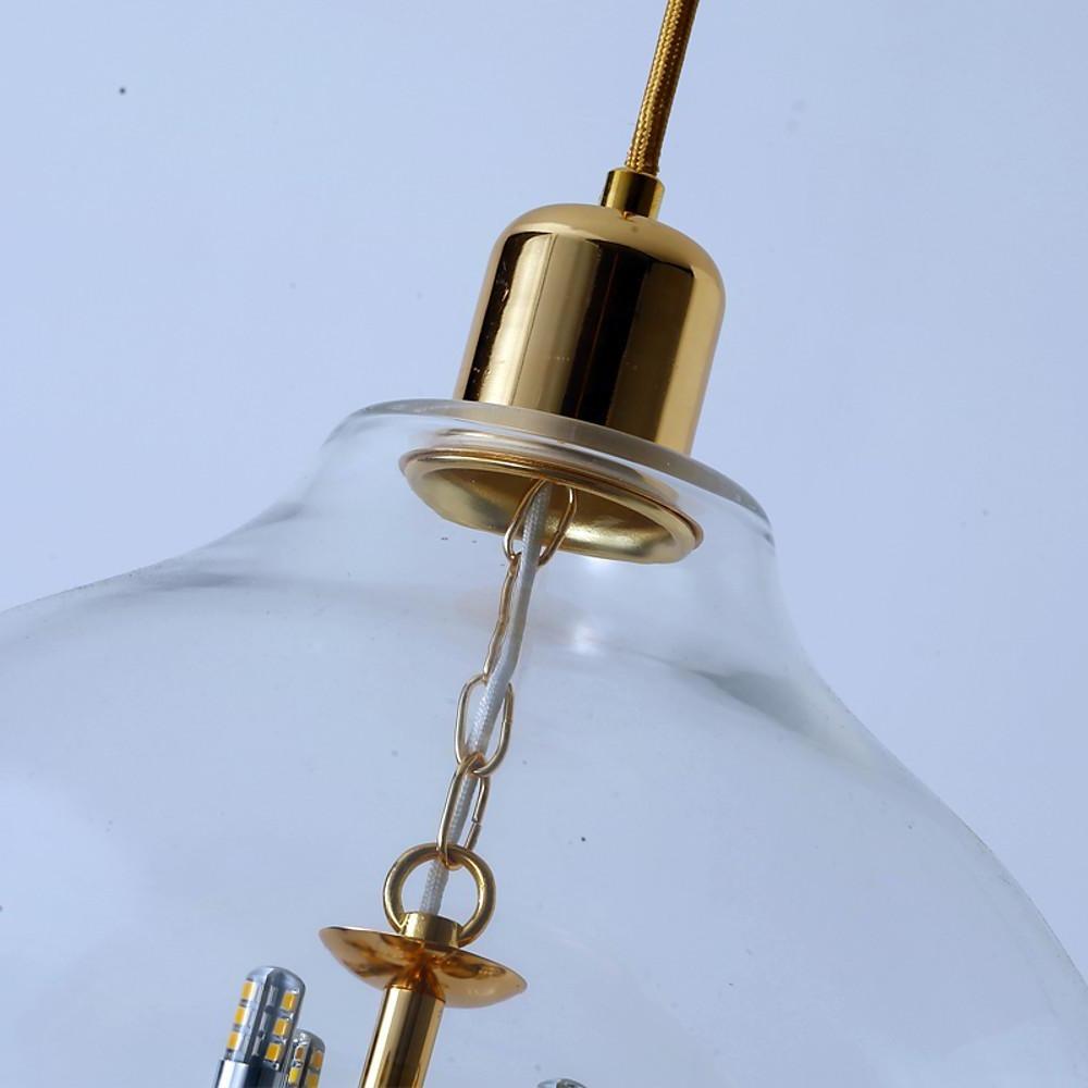 Metal Glass Adjustable Industrial Pendant Lighting with Interior 9 LED Light