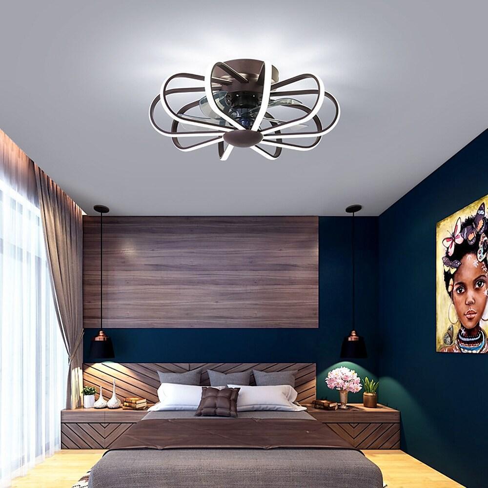 5 Blade Modern Ceiling Fans With Surrounding Exterior LED Lights