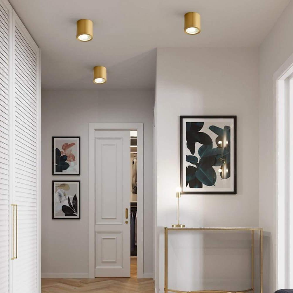 Cylindrical Copper Brass LED Modern Ceiling Light Flush Mount Lighting