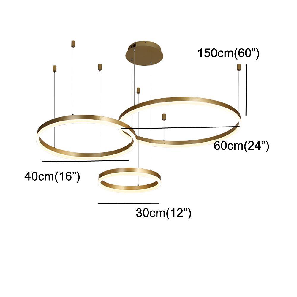 3-Ring Modern Gold/Coffee Electroplated Dining Room Chandelier