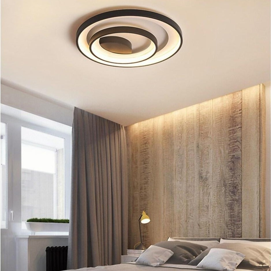 2-Light 2-Ring Semi-Flush Mount Ceiling Light LED Elegant Silica Gel Bedroom Light