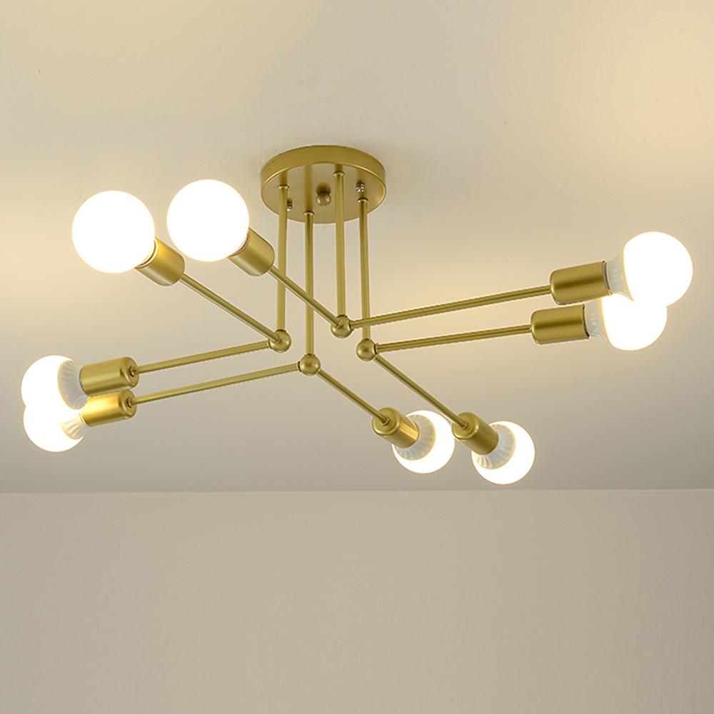 8 Light Modern Linear Gold Flush Mount Light Metal LED Ceiling Light