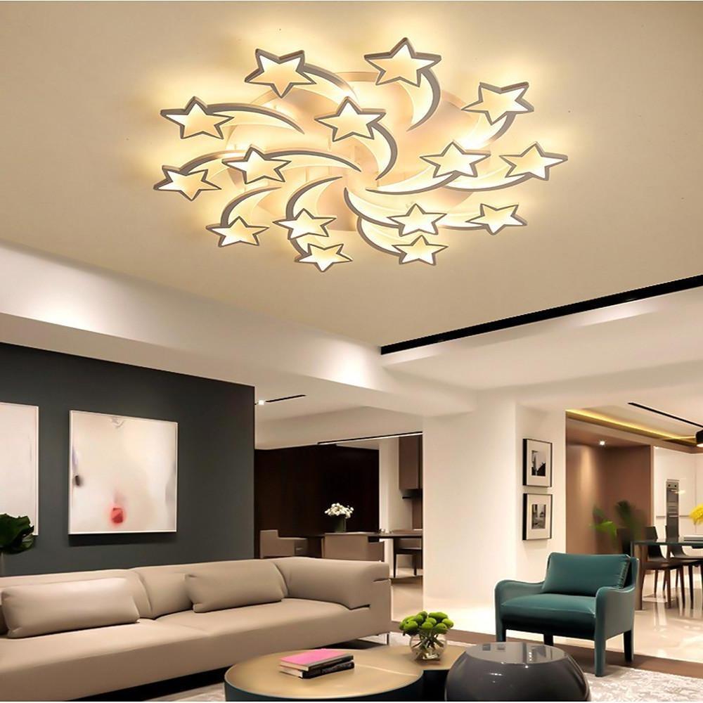 Celestial Shooting Stars Flush Mount Ceiling Light- LED, Dimmable, White, 5 to 15 Star Lights