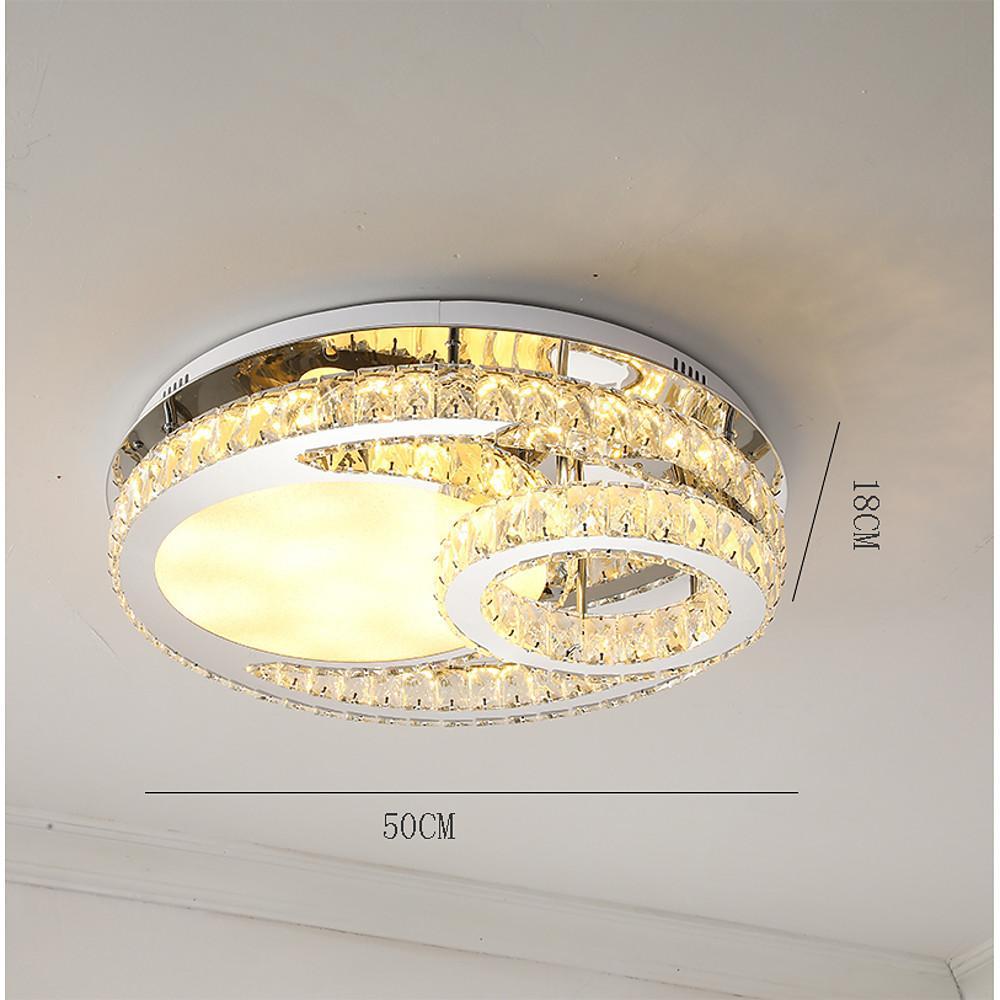 Overlapping Circles Crystal Stainless Steel Flush Mount LED Lights Bedroom Ceiling Lights