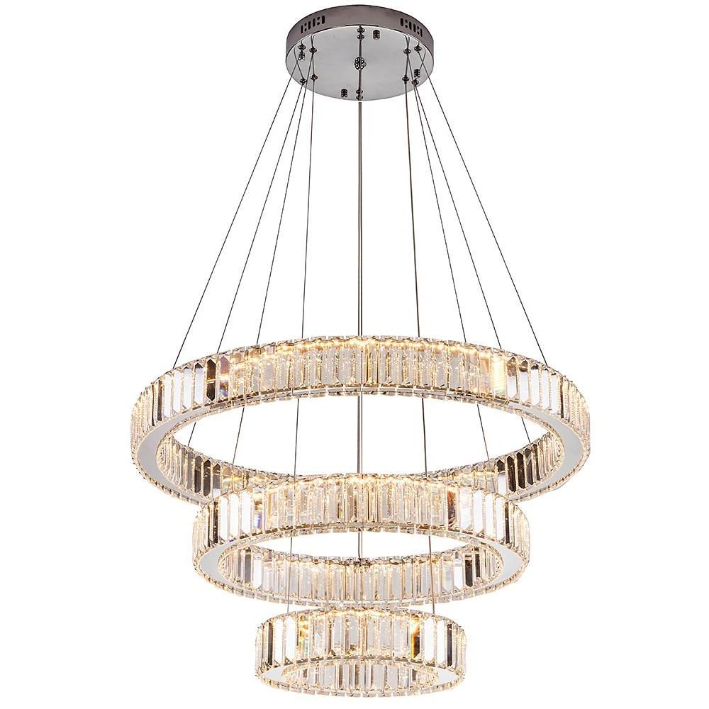 Chrome Crystal 3-Tier Pendant Light Modern Chandelier