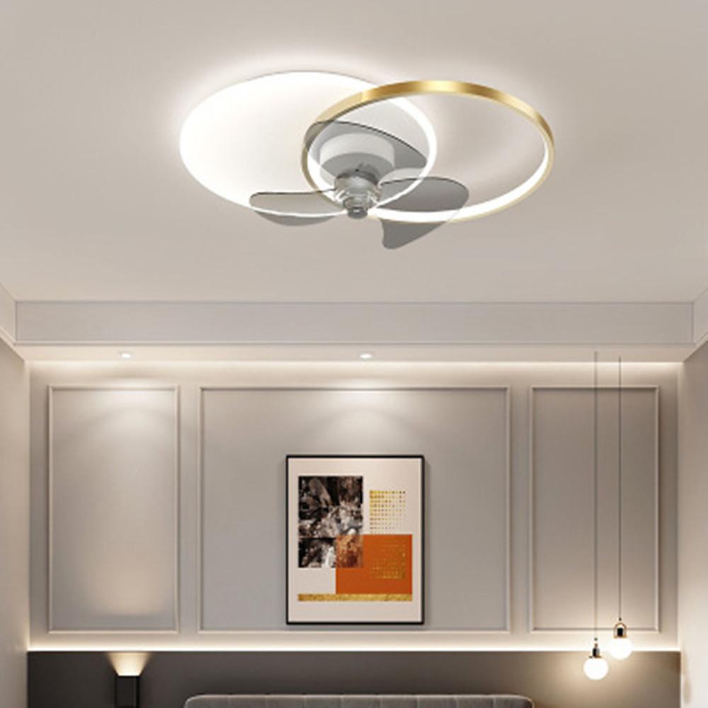 24'' LED Circle Flush Mount Ceiling Fan Bedroom Ceiling Fan Lights Dimmable with Remote Control