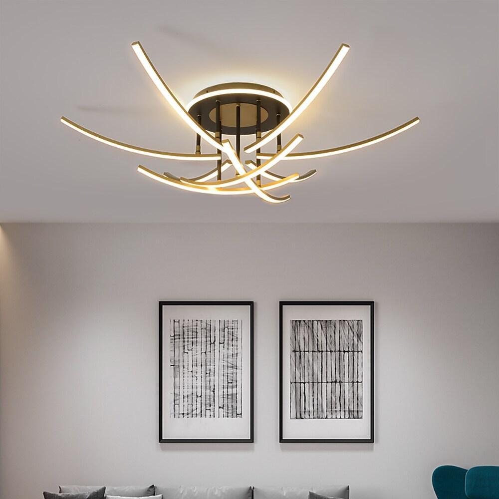 Curved Linear Dimmable LED Artistic Nordic Ceiling Lights Flush Mount Lighting