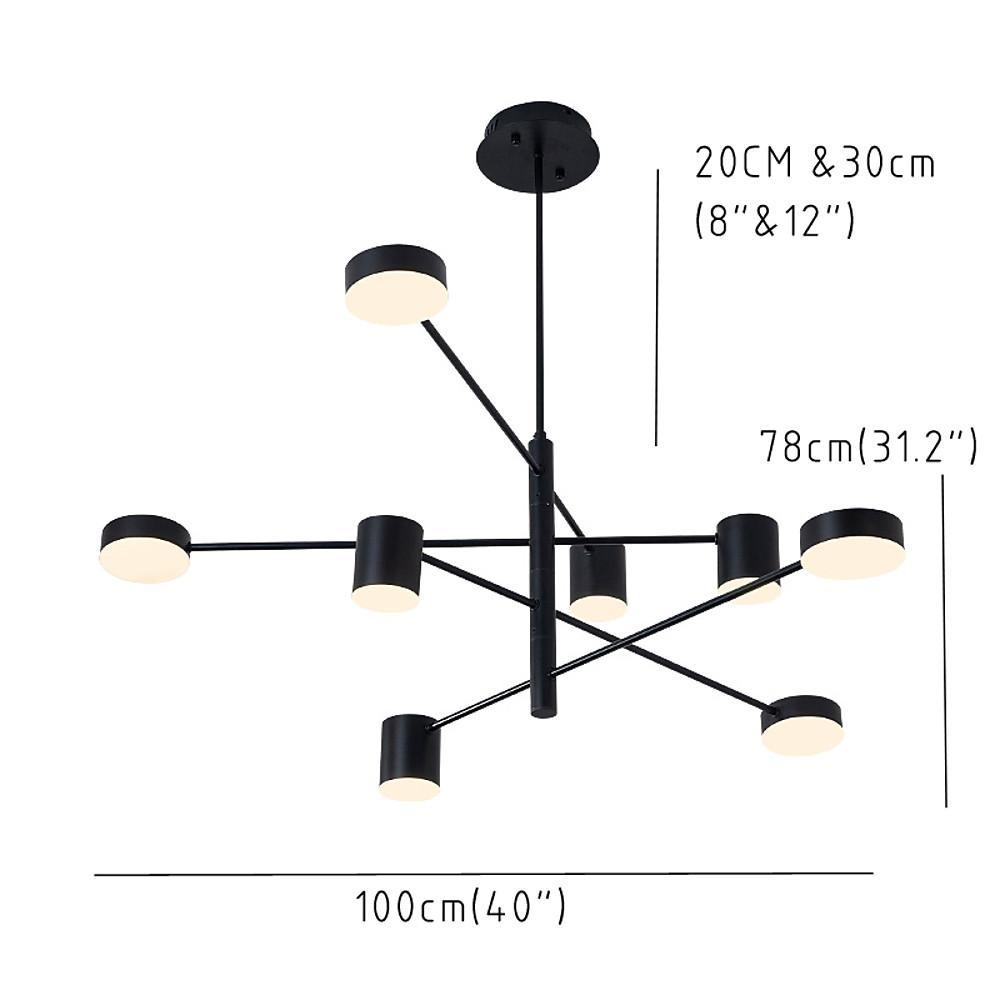 Industrial Sputnik Chandelier Black Modern Foyer Chandeliers with 6 LED Lights