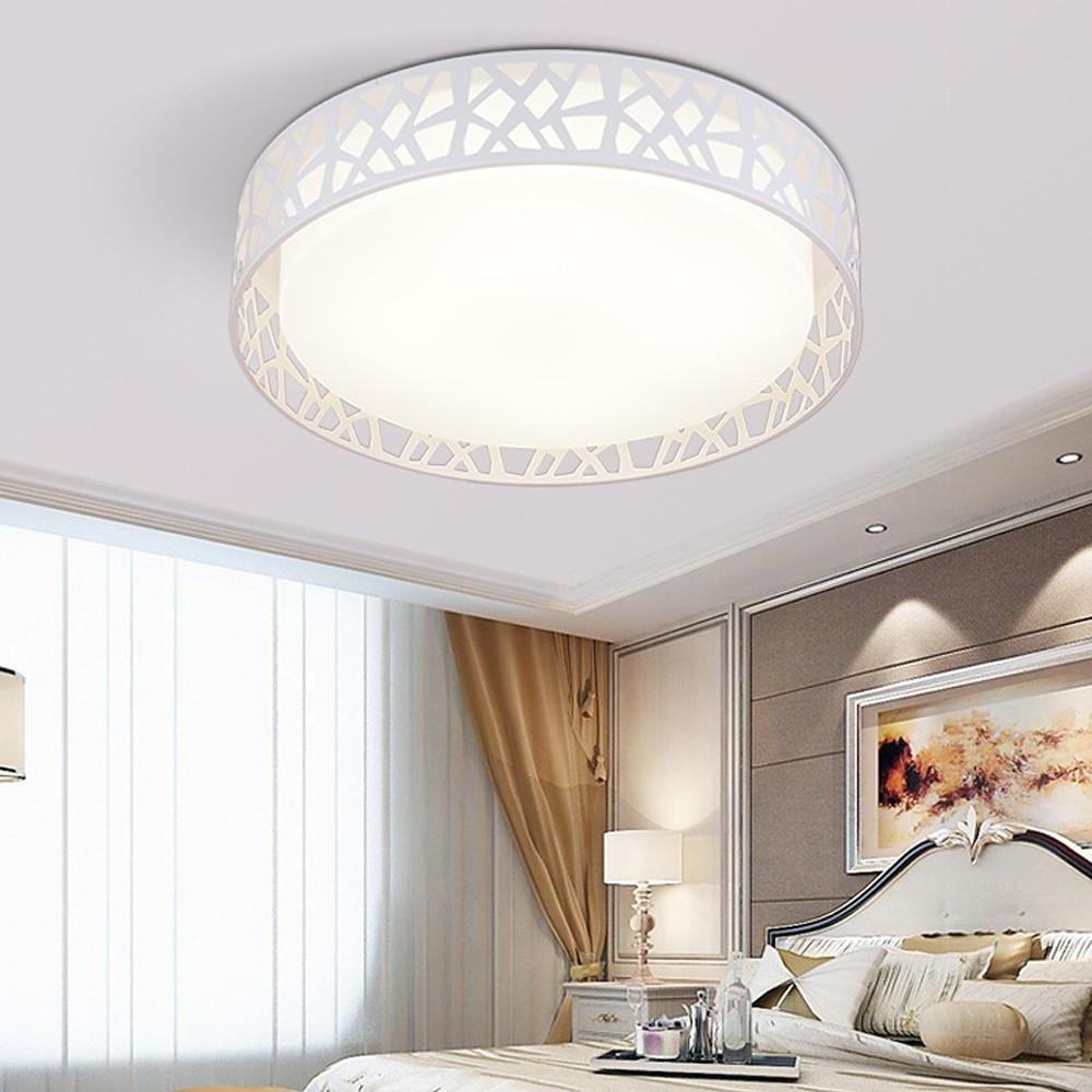 Round Metal Traditional Drum Flush Mount Light LED Bedroom Ceiling Lights