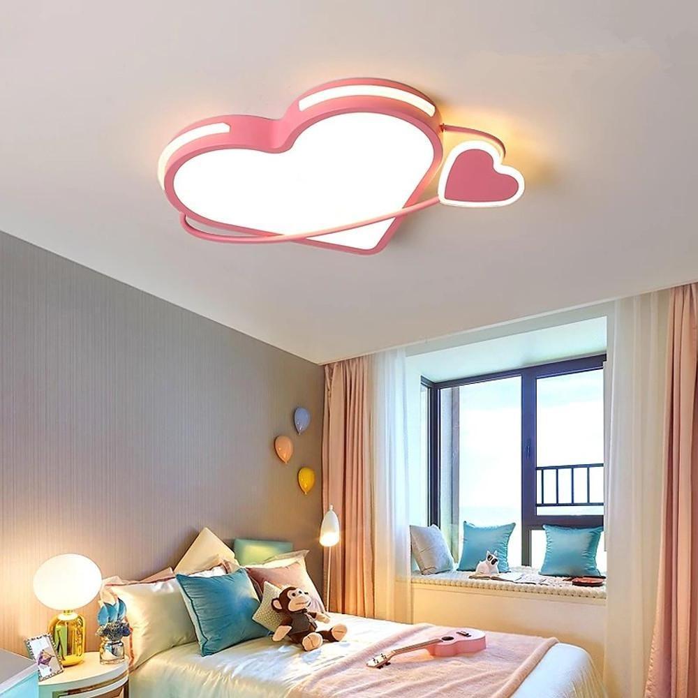 Novelty 2 Hearts Metal Flush Mount Ceiling Light LED Baby Kids Lights for Bedroom