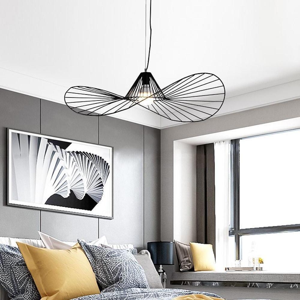 Hat Shaped Metal Linear LED Black Modern Pendant Light Hanging Lamp