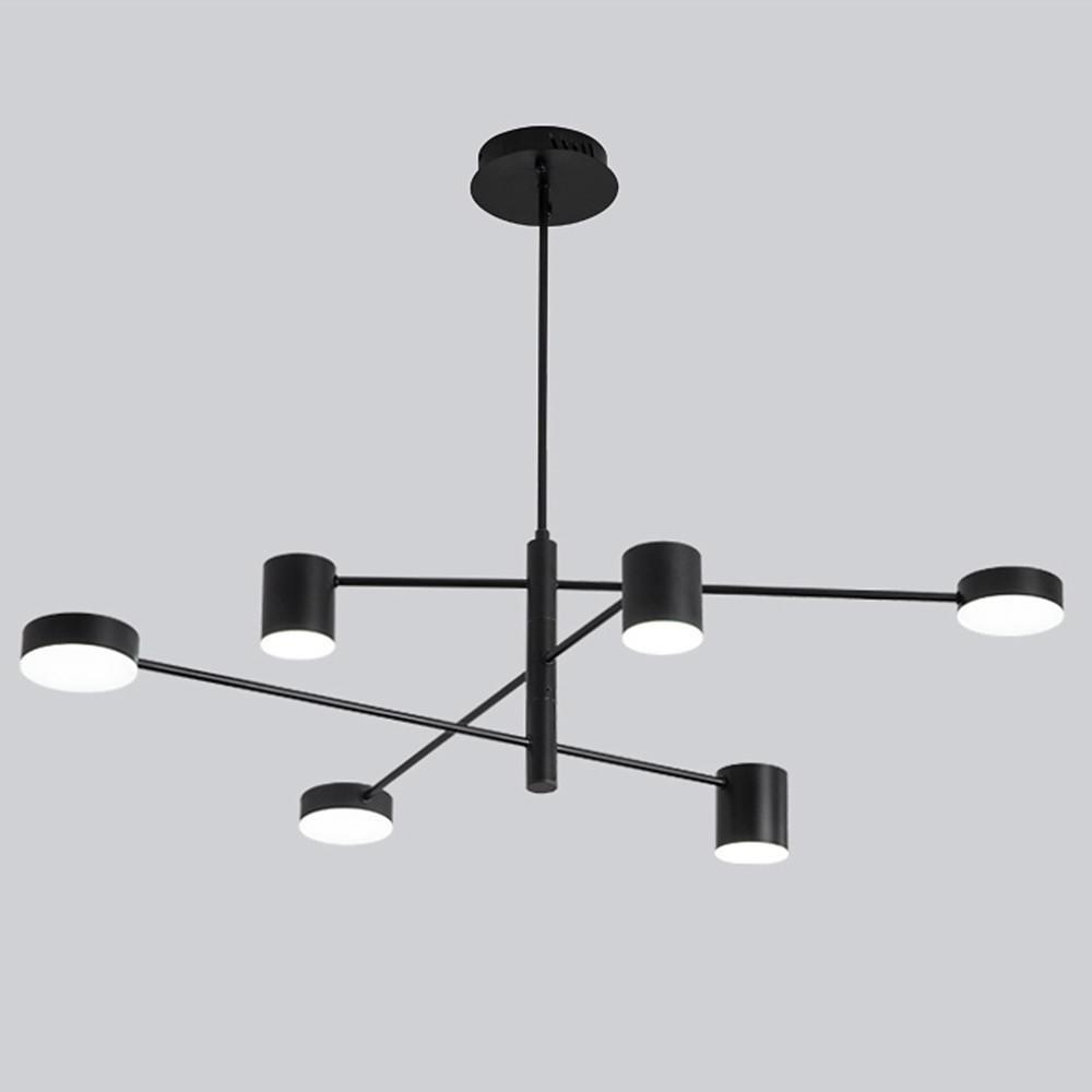 Industrial Sputnik Chandelier Black Modern Foyer Chandeliers with 6 LED Lights