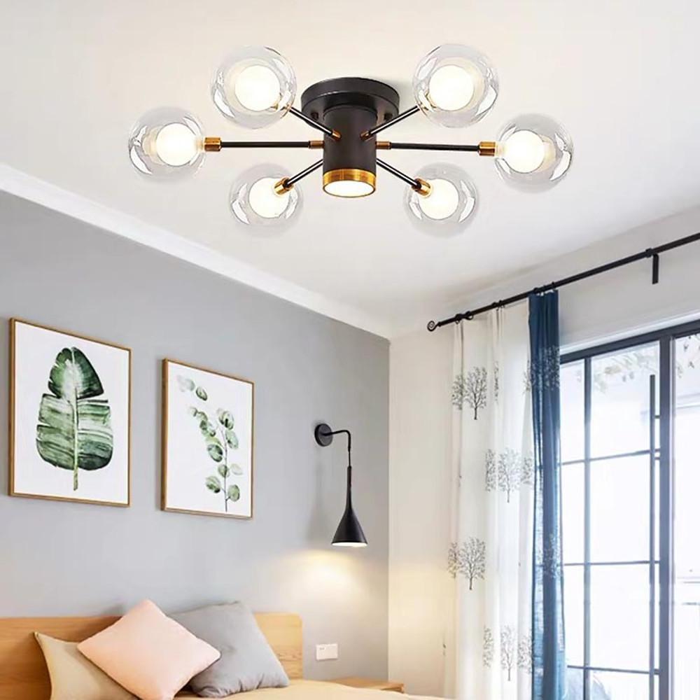 Globe Metal Glass Industrial LED Flush Mount Ceiling Lights for Bedroom