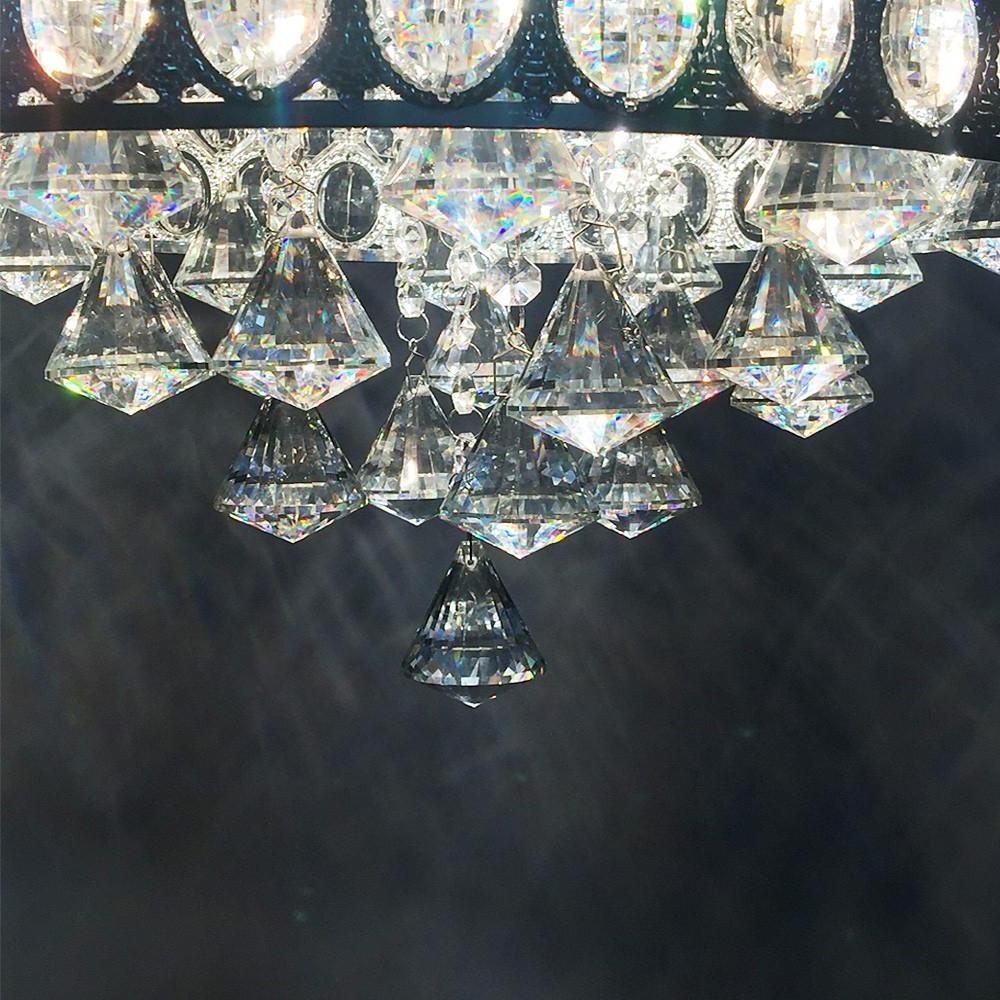 4-Light Drum Shaped Crystal Metal Modern Flush Mount Lighting Chandelier