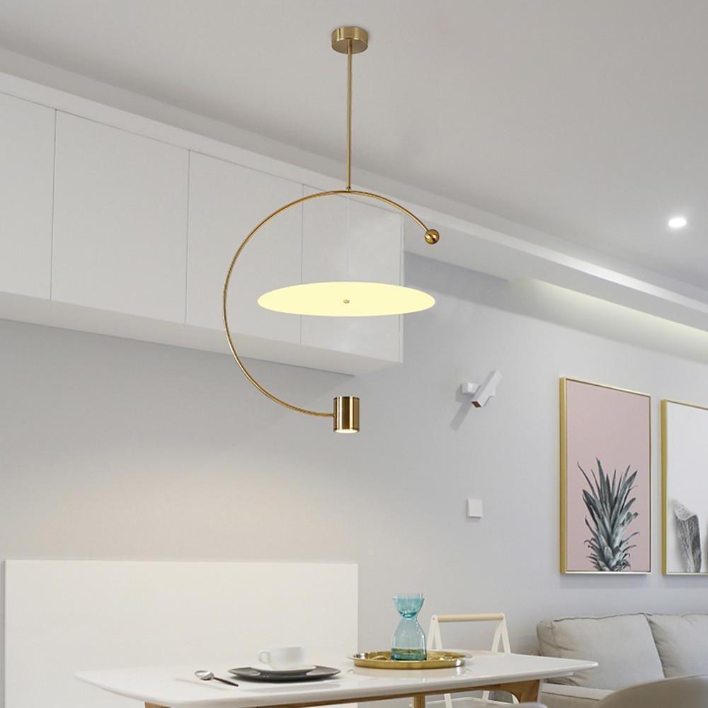 Electroplated Metal Semi Circular LED Gold Nordic Pendant Lighting