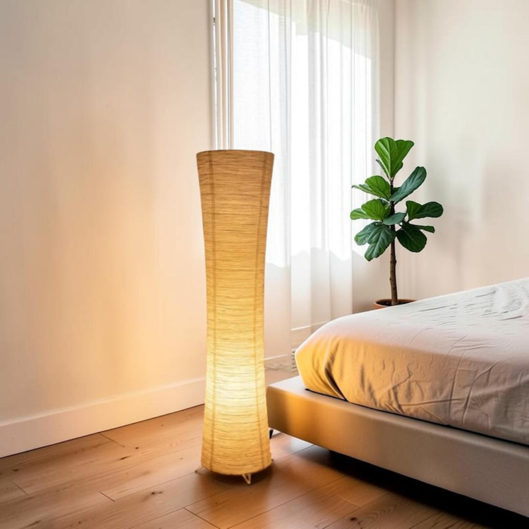Tall Rice Paper Floor Lamp, Japandi Wabi Sabi Dimmable LED Light