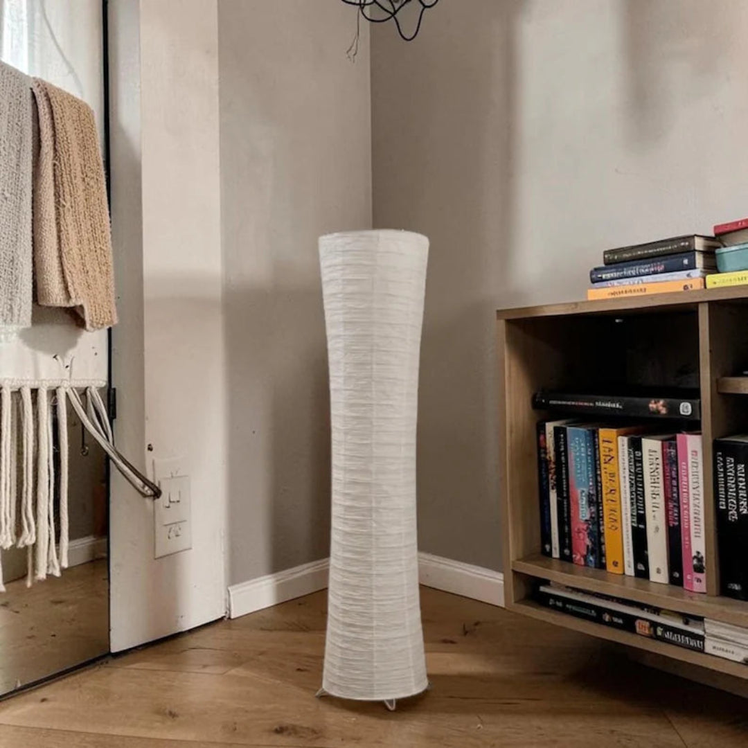 Tall Rice Paper Floor Lamp, Japandi Wabi Sabi Dimmable LED Light