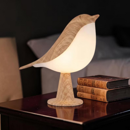 Wood Grain LED Table Lamp, Dimmable Touch Control Light, USB-C Rechargeable Bedside Lamp, Nursery Night Light