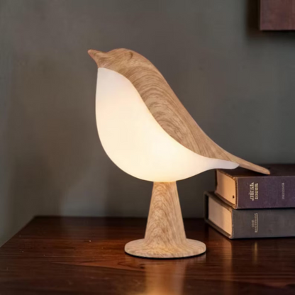 Wood Grain LED Table Lamp, Dimmable Touch Control Light, USB-C Rechargeable Bedside Lamp, Nursery Night Light