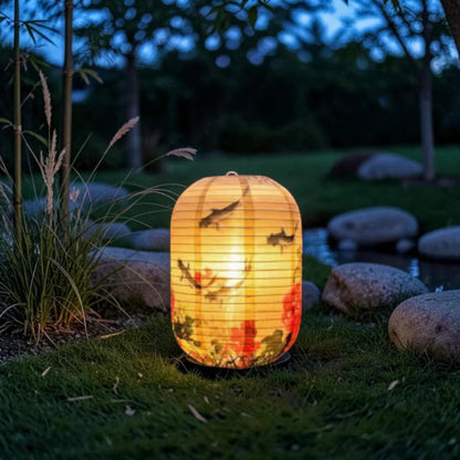 36cm Waterproof Nylon LED Hanging Garden Light, Warm Yellow Outdoor Lantern, Zen Patio Decor