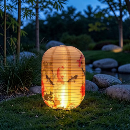 36cm Waterproof Nylon LED Hanging Garden Light, Warm Yellow Outdoor Lantern, Zen Patio Decor