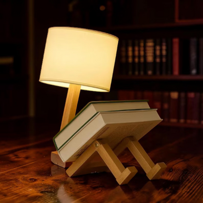 Sitting Figure Lamp with Books, Unique Bedside Light, Cozy Bedroom Decor, Rustic Desk Lamp, Reading Nook Light